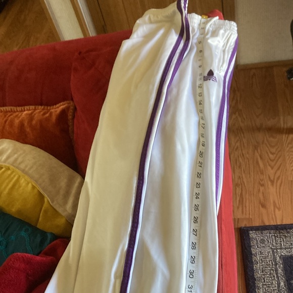 Adidas white purple stripes xl track pants in good condition loose fit. Zippers - Picture 4 of 6